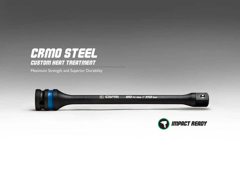 Torque Limiting Extension Bar from 5 Piece Set, 65-140 ft. lbs., Chrome-Molybdenum, 1/2 in. Drive with blue band marking.