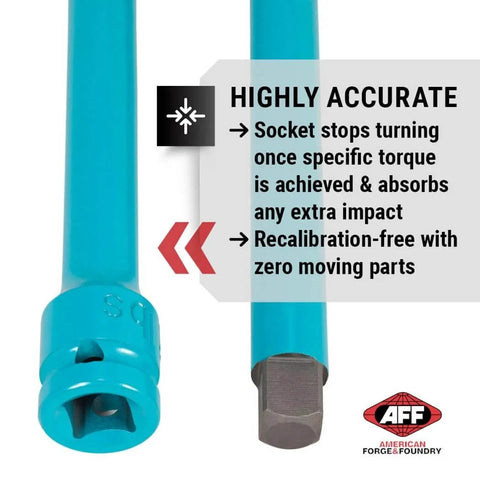 Torque Limiting Extension, 1/2" Drive, 150 ft/lbs, Turquoise, 40150 with features