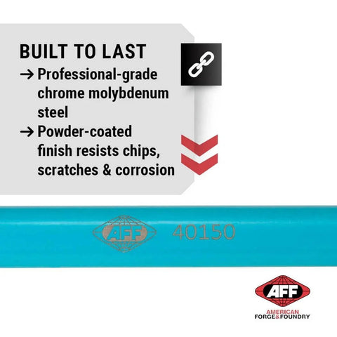 Torque Limiting Extension, 1/2" Drive, 150 ft/lbs, Turquoise, 40150 with chrome molybdenum steel description and AFF logo.