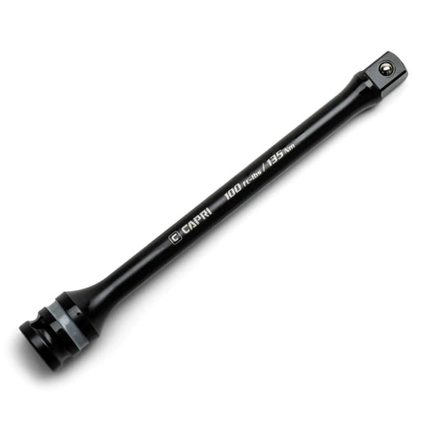 1/2 in. Drive 100 ft. lbs. Torque Limiting Extension Bar in Chrome Moly, black finish, 8 in length, shown on white background.