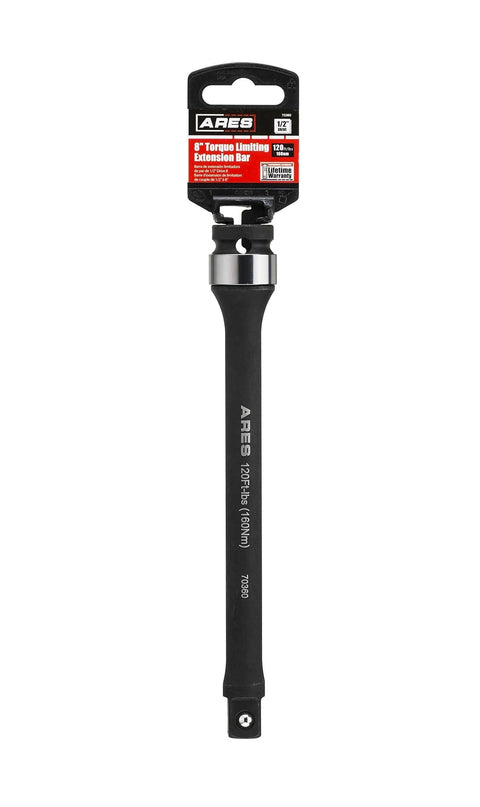 Foot/Pound Torque Limiting Extension Bar - Chrome Moly 1/2-Inch Drive 8-Inch Long Impact Grade Bar - Flex Action Prevents Over-Tightening - Color Coded for Easy Identification, front view