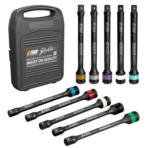 10 Pcs 1/2" Impact Torque Limiting Extension Bar Set, 65-150 Ft-lbs (90-200 Nm) High Precision Torque Limiting Stick Set with case