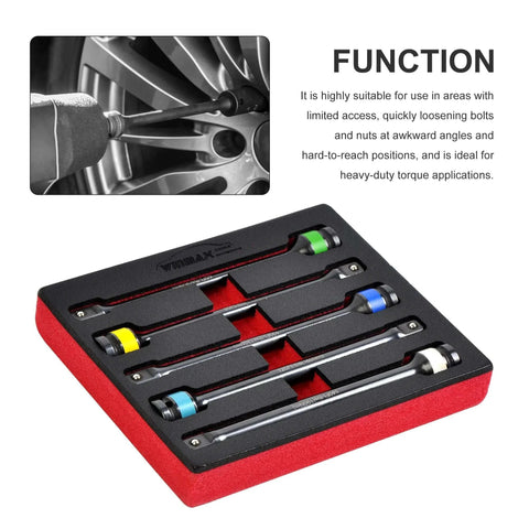 5PCS 1/2 in. Drive Torque Limiting Extension Bar Set, 65-140 ft. lbs Impact Torque Sticks in foam case