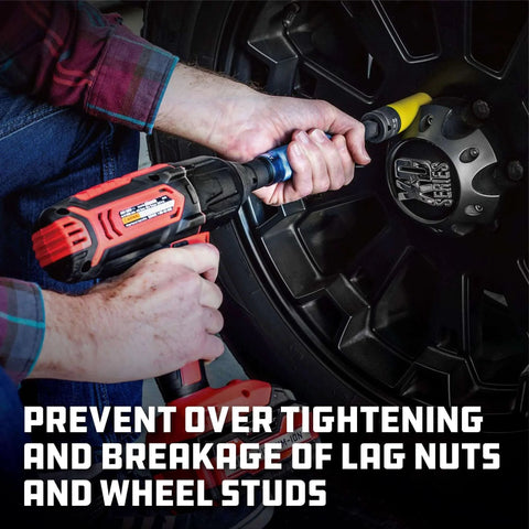 Using 8 Piece Torque Limiting Extension Bar and Socket Set, preventing over-tightening of wheel studs and lug nuts, 240258