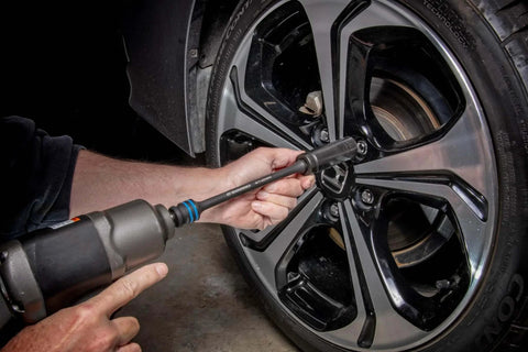 Using 5 Piece 1/2" Drive Torque Limiting Impact Extension Set | 89650 on a car wheel with impact wrench