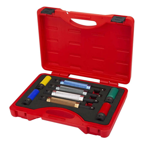 8 Piece Torque Limiting Extension Bar and Socket Set with Free-Spinning Grip Handles in red storage case, 240258
