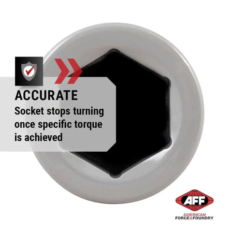 Torque Limiting Extension Socket 1" Drive -33 mm 1 5/6" 550 ft/lbs - Gray - 40405, front view demonstrating accurate torque control