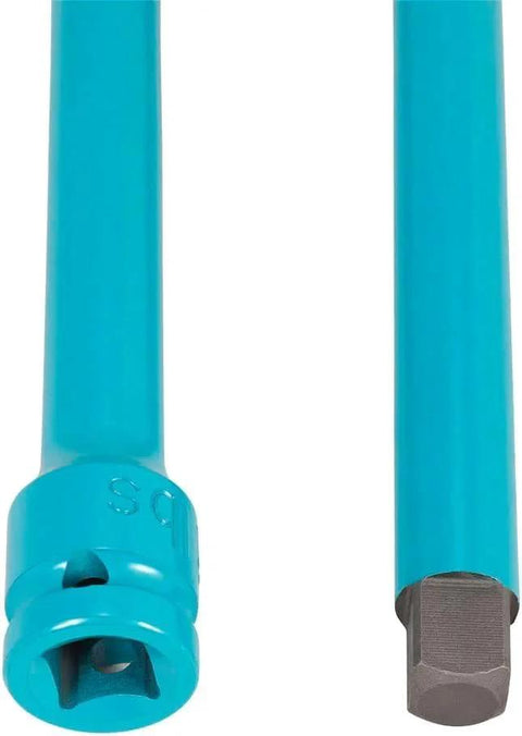 Torque Limiting Extension, 1/2" Drive, 150 ft/lbs, Turquoise, 40150, close-up of turquoise chrome molybdenum steel tool ends.