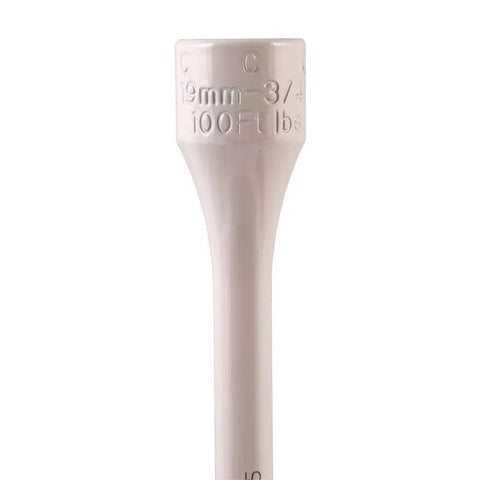 Close-up of 1/2 DR 19MM-3/4 100 FT/LB Torque Limiting Socket with size markings, chrome molybdenum construction.