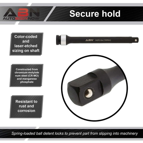 Close-up of 1/2in Drive 8in Long Torque Limiting Socket Extension Bar, 140 ft/lb CR-MO with Silver Color-Coded Aluminum Ring