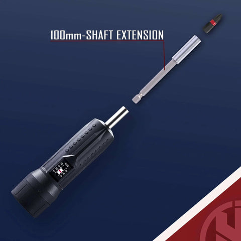 Torque Screwdriver Wrench Driver Set 10-70 Inch Pounds lbs for Maintenance with 100mm shaft extension, black T-bar handle visible