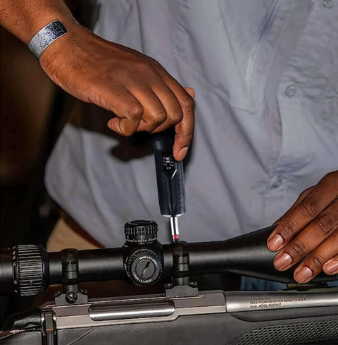 Person using Torque Screwdriver Wrench Driver Set 10-70 Inch Pounds lbs for Maintenance with T-bar Handle on a bike.