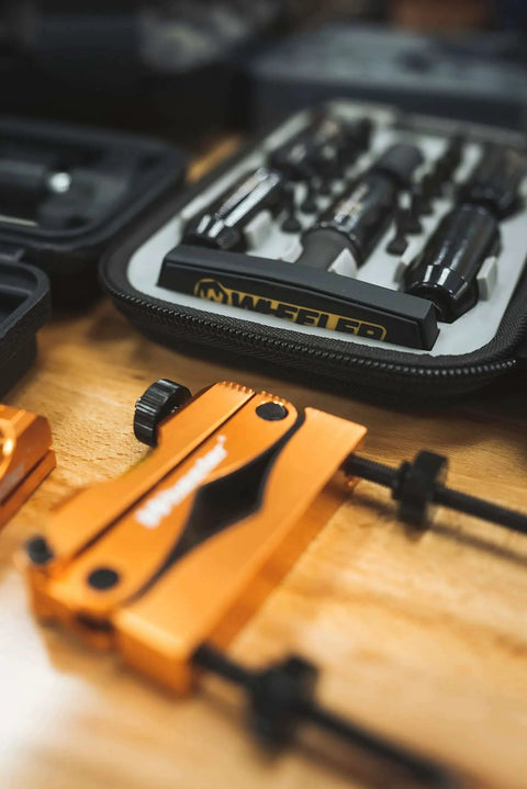 Stix with 12 Screwdriver Bits, 5 Torque Limiters, and Storage Case for Firearm Building and Maintenance on workbench