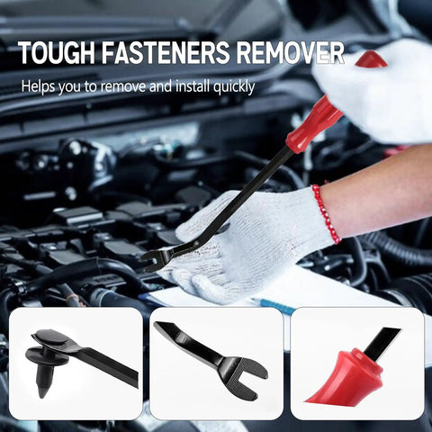 Mechanic using tool from 3 In 1 GM Fender Liner Clips And Push Pin Kit 40 Pc Replacement Fasteners For Inner Wheelwell Bumper And Under Hood Panels Directly Replaces OEM 11589292 A20991 21030249 On GMC Buick Trucks.