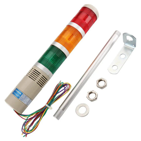 Industrial Tower Signal Light With Built In Buzzer 24 Volt DC 5 Watt LED Indicator Lamp With Red Green Yellow Orange Colors Stack Light LTA 502TJ