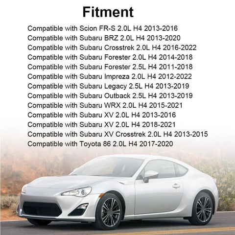 Fitment details for Engine Crankshaft Main And Connecting Rod Bearing Kit For Scion FRS Subaru BRZ Toyota 86 And More Street Ready.