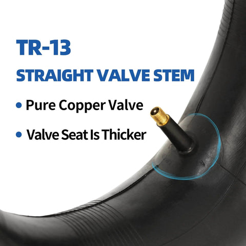 TR-13 straight valve stem detail of 4.00-6 replacement inner tube, 2 pack with copper valve for 13" tires wheelbarrow garden utility