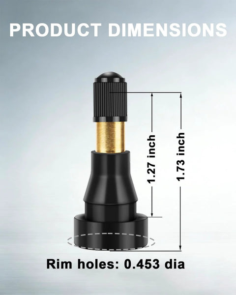 Riseuvo TR600 high-pressure tire valve stem, heavy-duty rubber snap-in, fits 0.453 in rim hole, 5-pack