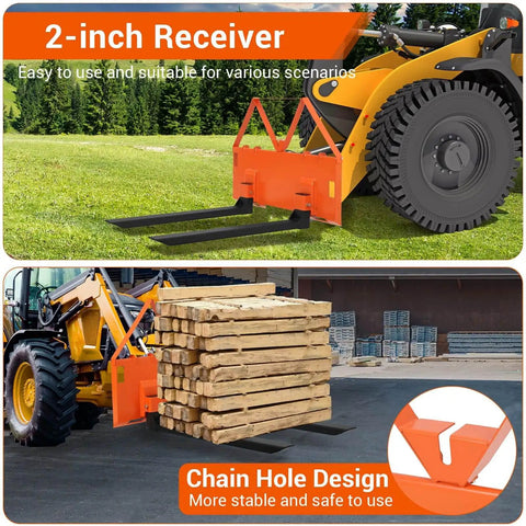 Heavy Duty 46 Inch Pallet Fork Attachment For Tractor Loader And Skid Steer Universal Quick Attach With 2600 Lb Per Fork Load Capacity For Farm Warehouse And Material Handling lifting wooden pallets