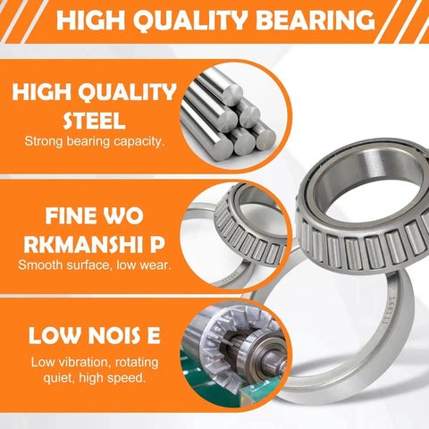 Trailer Axle Bearing Kit With D Style Spindle Tang Washers For 3500 Lbs Boat Trailers Fits Standard Trailer Axles Includes 1.719 Inch Grease Seal Spindle Number 84 EZ Lube Ready 2 Set Pack features high-quality steel bearings with smooth finish, highlighting capacities and low noise.