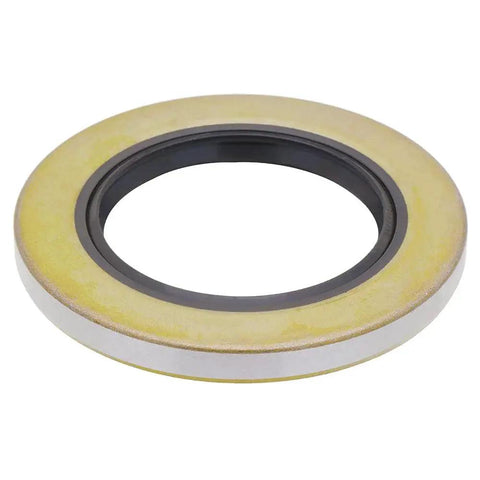 Close-up of a double lip grease seal from the 4 Set 8000 Lb Trailer Axle Bearing Kit With Outer Bearing 02475 02420 1.25 Inch ID And Inner Bearing 25580 25520 1.75 Inch ID Includes Double Lip Grease Seals 22333TB 10 36 And 21333TB 10 10 Included For Heavy Duty 8000 Lb Axles.