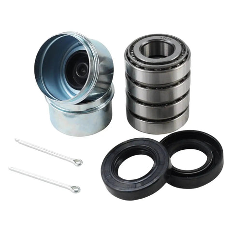2 Sets Trailer Bearing Kit For 25 Mm Axles With 30205 Bearings And TC Seals 30x52x10 52 Mm Dust Covers And Cotter Pins