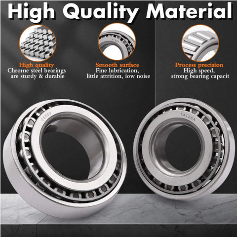 Trailer Bearing Kit For D42 Spindle Fits 1.25 Inch And 1.75 Inch Tandem Axles 5200 To 6000 Lb Four Sets Hub Kit With 2.72 Inch Dust Covers