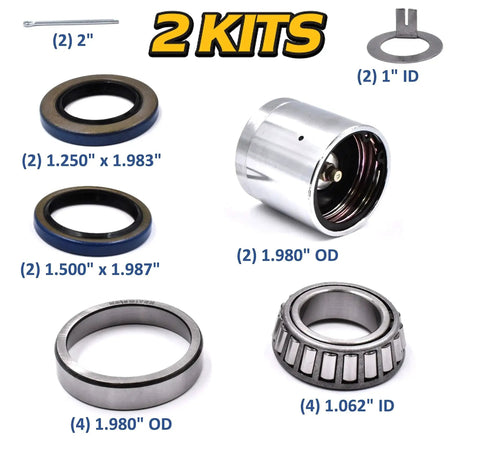 Components of Beefed-Up Heavy Duty Trailer Bearing Kit For 1-1/16 Inch Axles Rebuilds 2 Wheels With L44649 L44610 Bearings