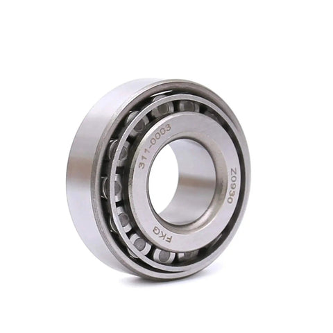 Close-up of a high-quality steel bearing from the Trailer Bearing Repair Kit Set For Three Quarter Inch Straight Spindles Pair Including 11949 Bearings 11910 Races Seals Cotter Pins And Dust Caps High Quality Bearing Steel For Quiet Smooth High Speed Trailer Use UCUT.