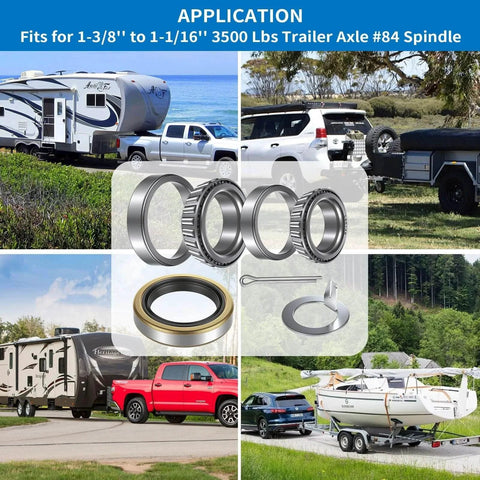 2 Pack Trailer Bearings Kit for high speed quiet operation L68149 L44649 fits 1-3/8 to 1-1/16 inch axle 3500 lb with 1.719 inch seal