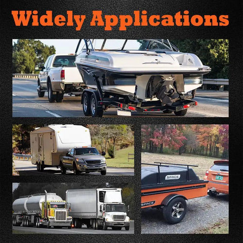 Various vehicles towing using Ready To Roll Five On Four Point Five Inch Trailer Brake Hub Drum Kit For 3500 LB Trailers With Ten By Two And A Quarter Inch Size L68149 Inner Cone Bearing L44649 Outer Cone Bearing Bearing Race Installed Half Inch 20 Thread Nuts AuraWINS
