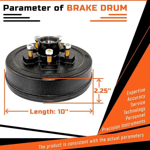 Ready To Roll Five On Four Point Five Inch Trailer Brake Hub Drum Kit For 3500 LB Trailers With Ten By Two And A Quarter Inch Size L68149 Inner Cone Bearing L44649 Outer Cone Bearing Bearing Race Installed Half Inch 20 Thread Nuts AuraWINS