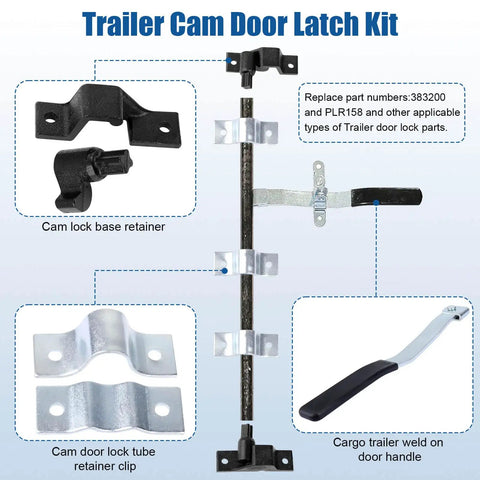 Cam Lock Door Assembly Kit For Dump Trailers And Trucks, black coated rust-resistant finish, complete double door cam lever lock set.