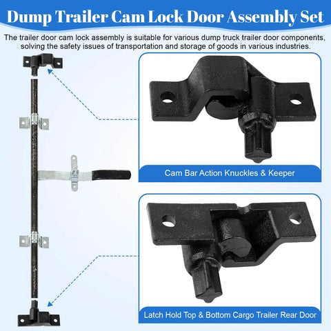 Trailer Cam Lock Assembly For Cargo Trailer Double Door Keeper Kit Replace Cam Rod Rear And Side Door Retainers