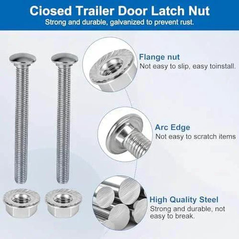 Trailer Coupler Bolt Kit For Cam-Style Couplers 5/16 Inch 304 Stainless Bolts With Lock Nuts, showcasing flange nuts and strong steel.