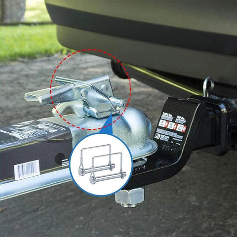 8 Pack Trailer Coupler Pins Three Eighths By Two And Three Quarters Inch Heavy Duty Wire Lock Pins securing trailer hitch