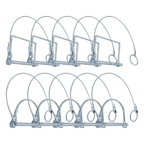 10 Pack Trailer Coupler Pins 1/4 Inch Diameter And 2 3/4 Inch Length With Quick Release Ring Extended Cord Heavy Duty Wire Shaft Lock Pins For Farm
