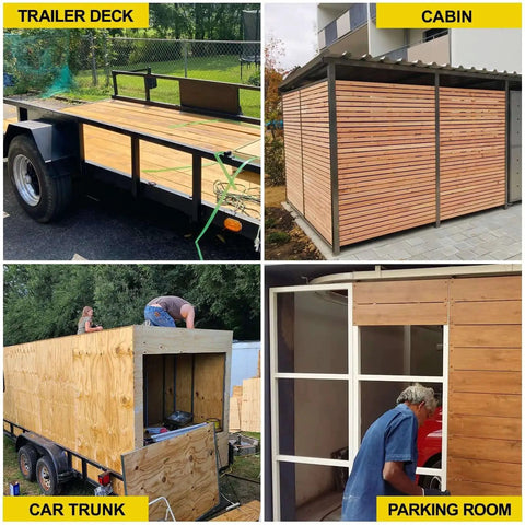 Heavy Duty Trailer Deck Screws Kit With 130 Pcs T25 Star Bits Reamer Tek Screws For Wood To Metal Bonding Self Tapping Screws For Trailers Corrosion Resistant Coating Great For DIYers Tackling Wood To Steel used in various construction projects including trailers, cabins, car trunks, and parking rooms.