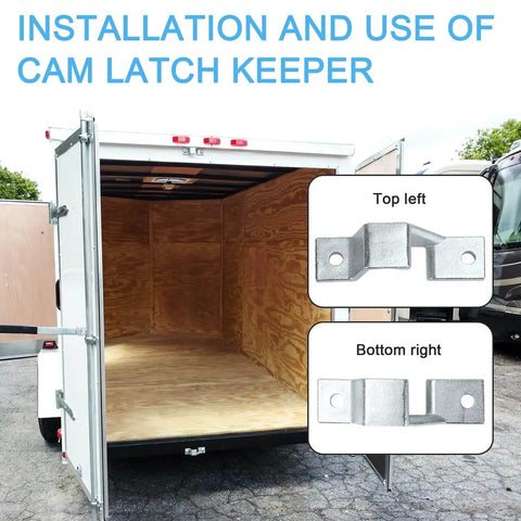 Trailer Door Latch Keeper And Cam Bar Lock Replacement For Cargo And Dump Trailers With Double Doors Top Left Or Bottom Right Mounting Side Door Latch Compatible Model 383200 PLR158 installation view