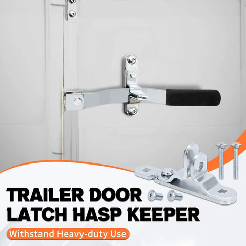 Durable cargo trailer door hasp with a lockable 1-1/4 inch wide pad, designed for standard bar locks and folding ramp doors, includes 5/16 inch fasteners and easy Torx or hex tightening for secure, reliable security.