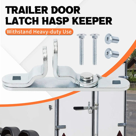 Durable cargo trailer door hasp latch kit with screws and nuts provides secure cam bar locking for trailers trucks containers and enclosed haulers