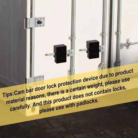 Enhance trailer security with a heavy duty door lock protection device that guards the padlock frame, resists prying, and fits cam bar container locks for box trailers and shipping containers, shown installed on a container door.