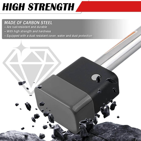 Close-up of Sturdy Five Eighth Inch Universal Trailer Hitch Lock Kit With Locking Pin And Lever, carbon steel, dust protection.