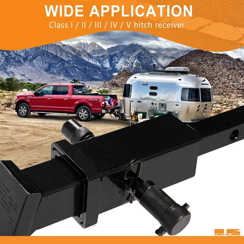 Trailer Hitch Pin Lock Set For 1/2 Inch And 5/8 Inch Pins With Dual Locking System, 4 Inch Span, Includes 3/4 Inch Adapter