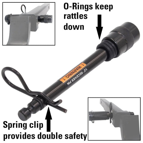 Keyed Alike One Half Inch Trailer Hitch Lock Pin With Three And A Quarter Inch Span For Class I And II Hitches And Bike Racks