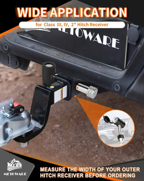 Swivel Head Trailer Hitch Lock Pin Stainless Steel One Half Inch Pin With Five Eighths Inch Adapter And Two And Three Quarters Inch Length Fits Two Inch Receiver For Class Three And Four Trailers Trucks Boats And Cars Built Tough And Easy To Use. Installed on vehicle hitch receiver.