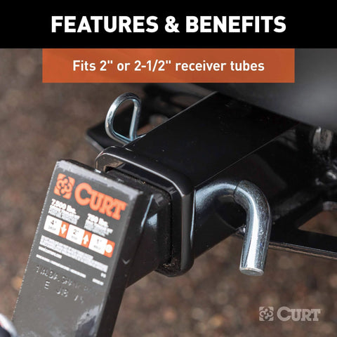 Five Eighths Inch Trailer Hitch Pin And Clip With Easy Grip 105 Degree Bend Fits Two Inch Or Two And A Half Inch Receiver Hitches Zinc Plated For Heavy Duty Towing Class Three Four Five Compatible Durable And Secure installed on hitch receiver