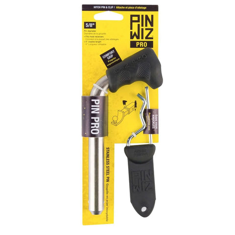 Heavy-Duty Trailer Hitch Pin Kit With Rubber Grip, Stainless Steel Pin, And Zinc Clips For 2.5-Inch Receivers packaging