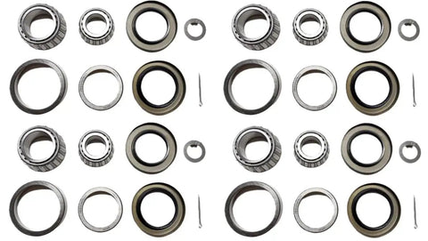 Set Of 4 Trailer Hub Wheel Bearing Kit For 7000 Lb Tandem Axles Includes 25580 Inner Bearing Cones, 25520 Inner Races, 14125A Outer Cones