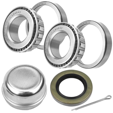 Trailer Hub Bearing Kit For L44643 L44610 With 12192TB Seals Dust Covers And Cotter Pins Two Pack